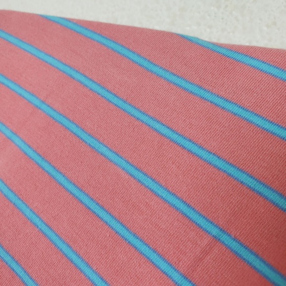 Peter Millar Coral & Blue Stripe Short Sleeve Performance Golf Polo Shirt Size L - Picture 2 of 12